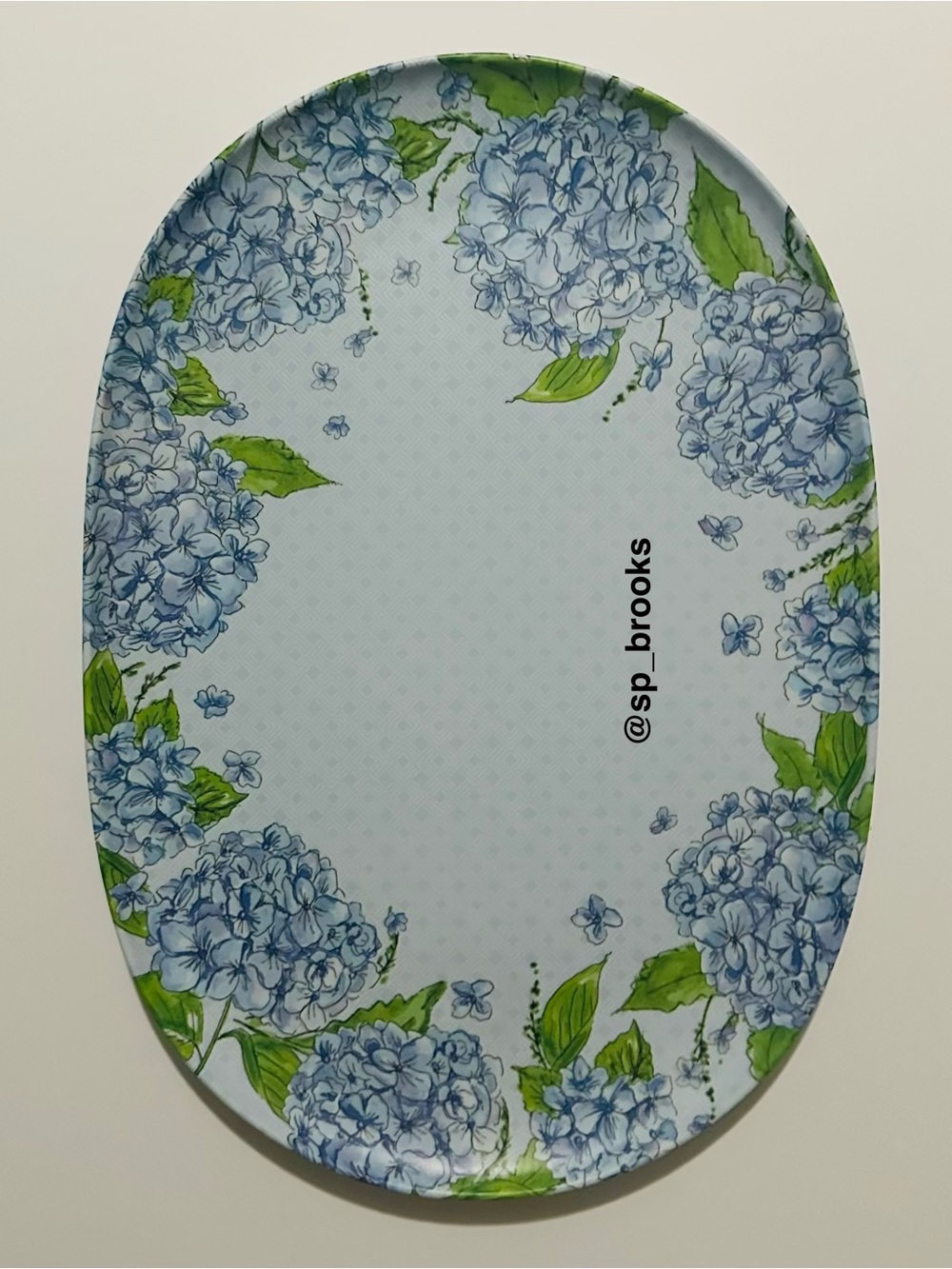 🎁Merritt Designs Appetizer Tray Hydrangea Oval Serving Platter BPA Free 17”x12”